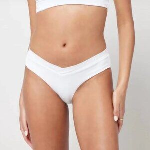 L*Space Ribbed Pratt Bikini Bottom Classic Style RHPTC21 White Size M